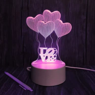 【A-ONE 匯旺】7色LED小夜燈 愛心氣球LOVE 壓克力裝飾燈 氛圍燈 氣氛燈 造型燈 生日禮物