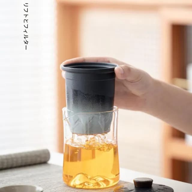 【TEA Dream】日式高質感鳥海輕奢漸層玻璃觀山便攜式旅行茶具(旅行泡茶組 長輩禮物)