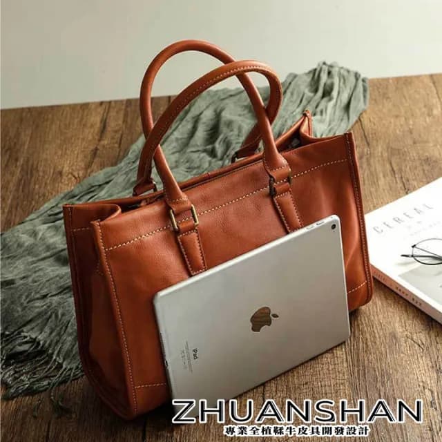 【ZHUANSHAN】情人節禮物 真皮 柔韌植鞣牛皮女士手提包 肩背包(真皮包包 咖啡色／棕色／黑色／紅色)