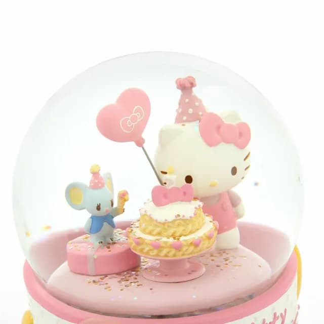 【JARLL 讚爾藝術】Hello Kitty 生日 水晶球音樂盒(生日禮物 新居禮物 閨蜜禮物 情人節禮物)