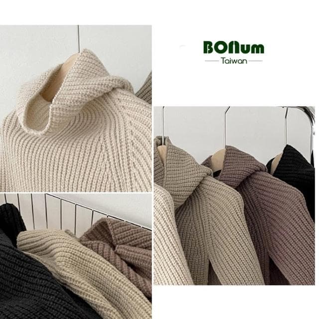 【BONum 博紐】淑女款粗毛線針織圍巾披肩斗篷(韓系 圍巾 披肩 斗篷 禦寒 氣質 典雅)