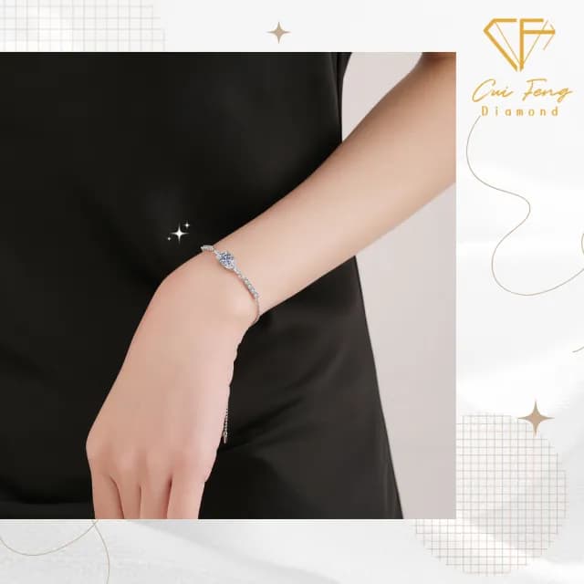 【CF鑽飾】手鍊 莫桑鑽《星綻》(1克拉 99購物限定 情人節鑽石 手鏈 禮物  生日)