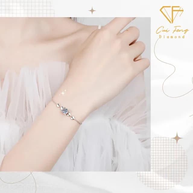 【CF鑽飾】手鍊 莫桑鑽《心中有你》(1克拉 雙11限定 情人節鑽石 手鏈 禮物 生日)