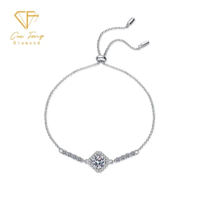 【CF鑽飾】手鍊 莫桑鑽《璀璨方包》(1克拉 雙11限定 情人節鑽石 手鏈 聖誕 交換禮物 生日)