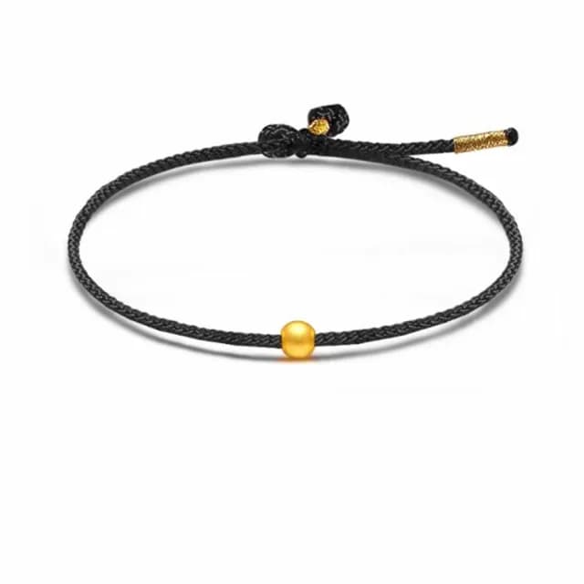 【Penny珮妮】999黃金迷你金珠黑繩手鍊(母親節禮物 交換禮物 送女友 生日禮物 情人節 尾牙 新年禮物 結婚)