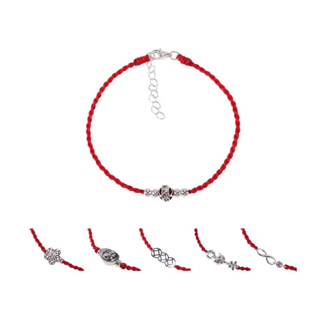 【雨揚】【週年慶】純銀紅線手鍊-六款任選(一錠賺/三財聚富/有錢花/桃花狐狸/無限賺/護佑六字真言)