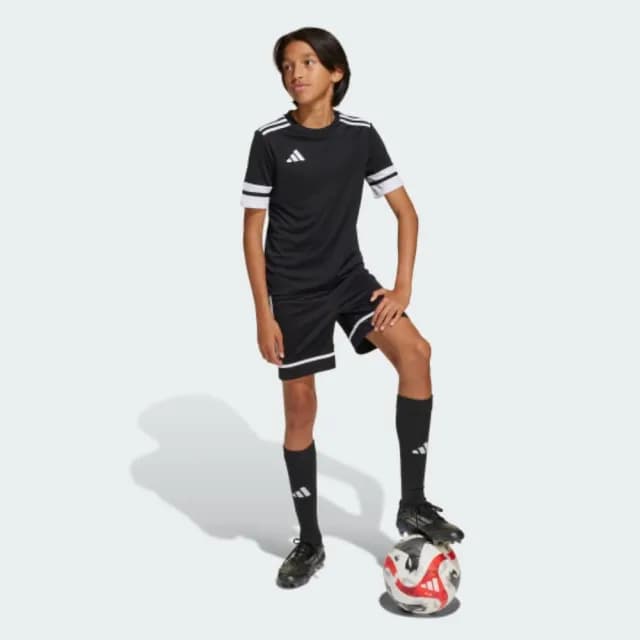 【adidas 愛迪達】短褲 童裝 大童 男女童 球褲 SQUA25 SHO Y 黑 JN5459