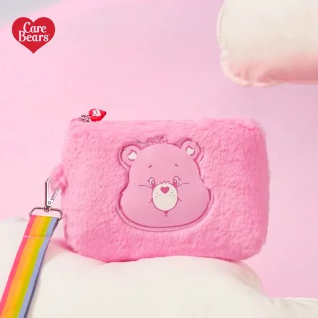 【Care Bears】美國彩虹熊愛心熊毛絨大容量化妝包筆袋旅行包(閨蜜女友女兒老婆生日聖誕交換禮物