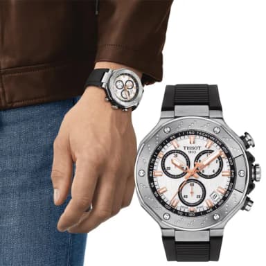【TISSOT 天梭】T-RACE 競速系列三眼計時手錶 禮物 送禮 推薦(T141.417.17.011.00 / T1414171701100)