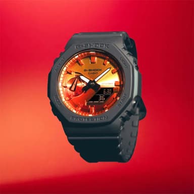 【CASIO 卡西歐】G-SHOCK 熾熱火焰系列 八角雙顯手錶 送禮 禮物 推薦(GA-2100FL-8A)
