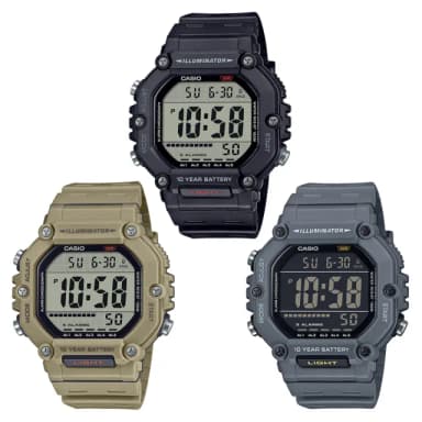 【CASIO 卡西歐】10年電力兩地時間電子錶-3款可選(AE-1600H-1A/AE-1600H-5A/AE-1600H-8B)