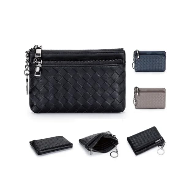 【玩皮工坊】羊皮手工編織 KN128 女士雙層零錢包(真皮包包 三色可選)