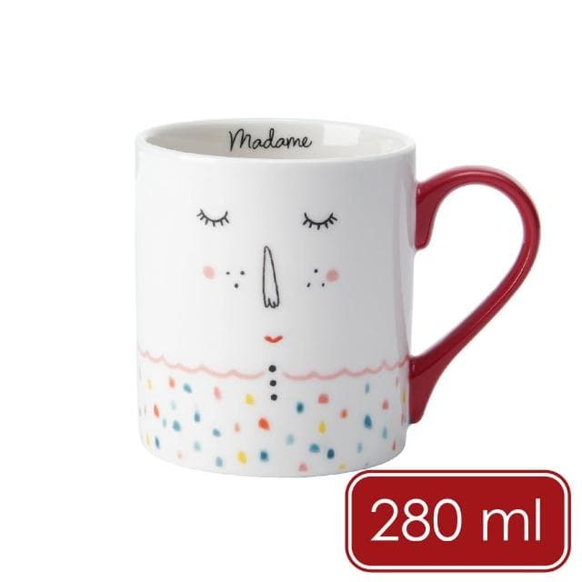 【MIKASA】瓷製馬克杯 害羞女士280ml / 水杯 茶杯 咖啡杯 手繪風格 母親節禮物