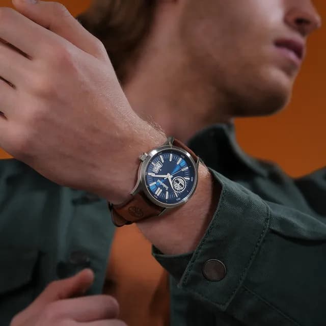 【Timberland】天柏嵐 Trumbull 日期大樹手錶-藍/45mm 禮物 送禮 推薦(TDWGB0041005)