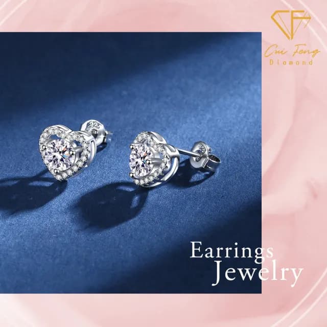 【CF鑽飾】耳環 莫桑鑽《永恆真心》(耳釘 耳針 耳飾 雙11限定  聖誕 交換禮物 求婚 生日)