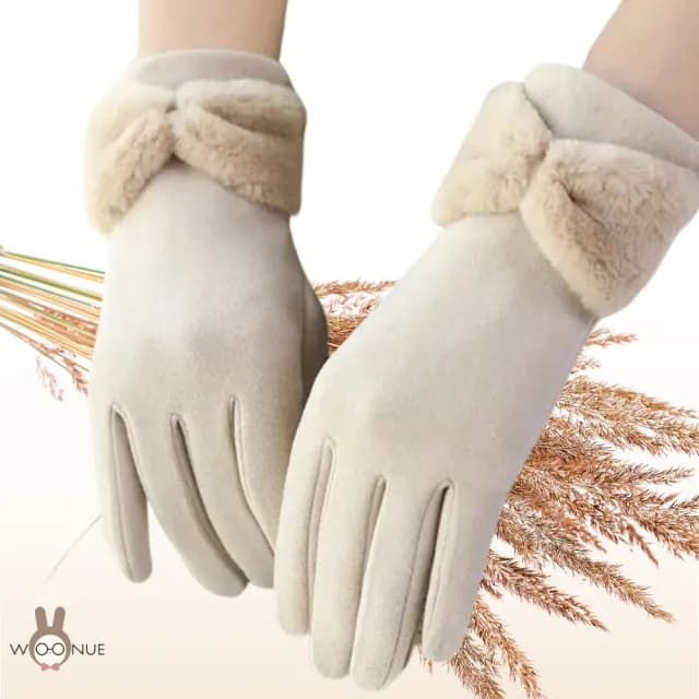 【WOONUE】超高質感保暖可觸控手套親膚羊毛加絨防寒雙層手套紅黑灰奶茶色(閨蜜情人朋友母親節女友生日禮物)