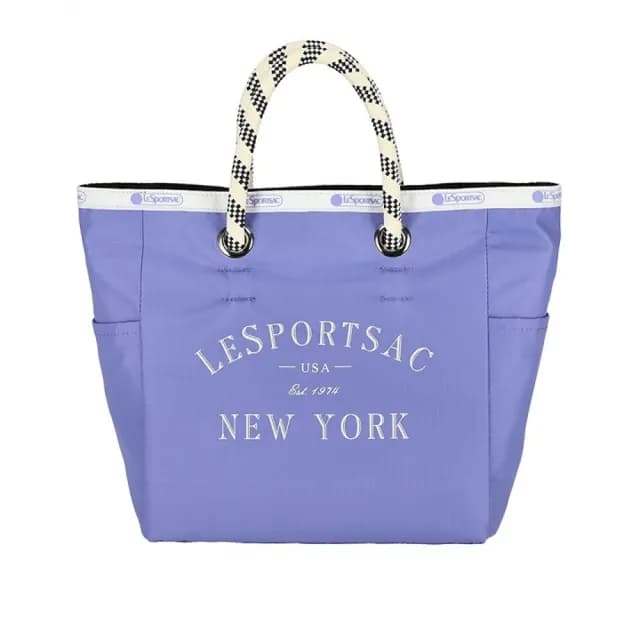 【Lesportsac】中型雙面托特包 手提包 送禮 禮物(藍紫色簡約風)