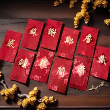 【六分埔禮品】17~22筆劃-百家姓紅包10入(過年新年快樂春節小物婚慶春酒尾牙姓氏紅包姓名紅包)