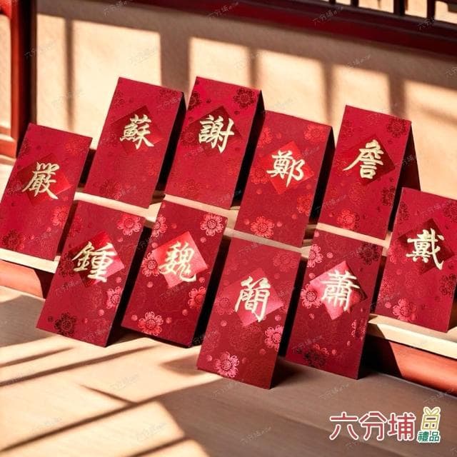 【六分埔禮品】17~22筆劃-百家姓紅包10入(過年新年快樂春節小物婚慶春酒尾牙姓氏紅包姓名紅包)