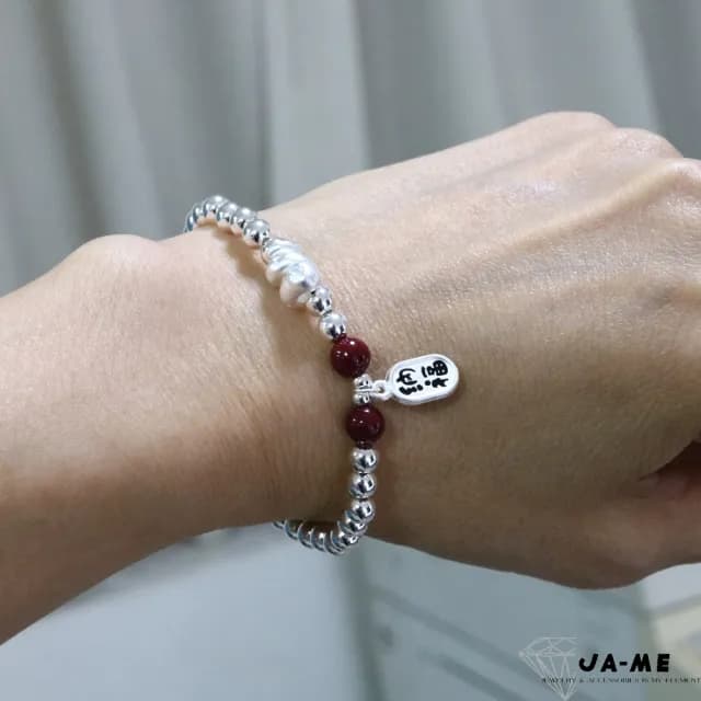 【JA-ME】999千足銀硃砂萌蛇招財納福手珠(77購物節/禮物/現貨)