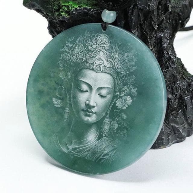 【LEEHER】玉石/護身符/辟邪項鏈/項鍊/項鍊女/觀音玉佩/翡翠觀音/保平安/開運項鏈/觀音吊墜/禮物/送女生/