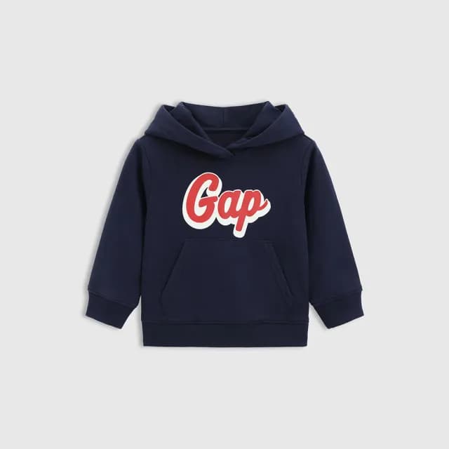 【GAP】兒童裝 Logo印花帽T 碳素軟磨法式圈織系列-海軍藍(687366)