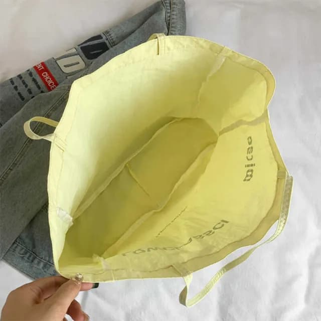 【LEEHER】購物袋/帆布袋/肩背包/托特包/小眾包/大容量包包/通勤單肩包/禮物/a4包/黃色帆布包/