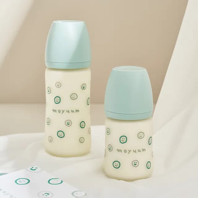 【MOYUUM】韓國 寬口矽膠玻璃奶瓶-微笑泡泡(150ml)