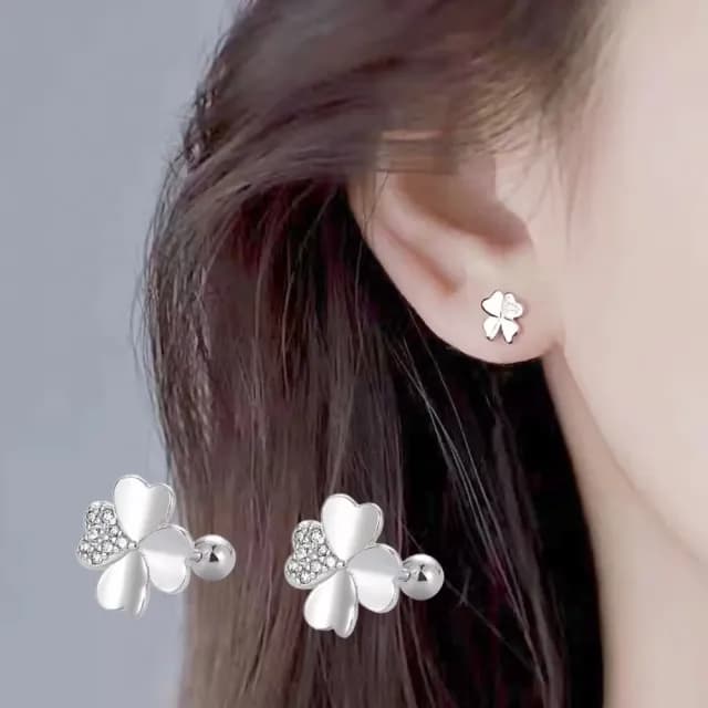 【好運必備】高級感999純銀四葉幸運草耳針(耳環 配件 耳釘 耳扣 銀針 女 簡約 開運飾品)