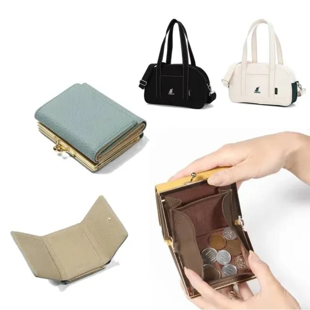 【WHOSE BAG】情人節禮物 買一送一 日系Mai荔枝紋撞色三折 真皮包包 短夾 女士皮夾 NO.WB058(女短夾 女皮夾