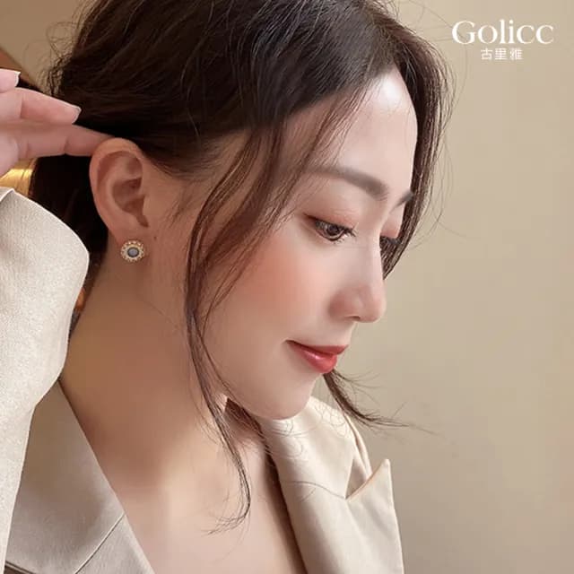 【Golicc】復古典雅 珍珠環繞設計(飾品 耳飾 耳釘 耳扣 耳環 禮物 母親節 小資節稅節)