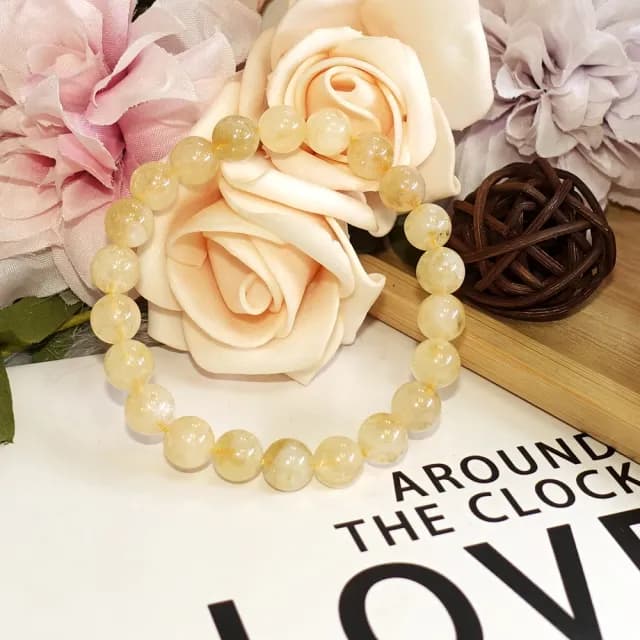 【德山珠寶】特價5A級8mm天然異象黃水晶手鍊(情人節生日禮物飾品母親節水晶手鍊CE476)