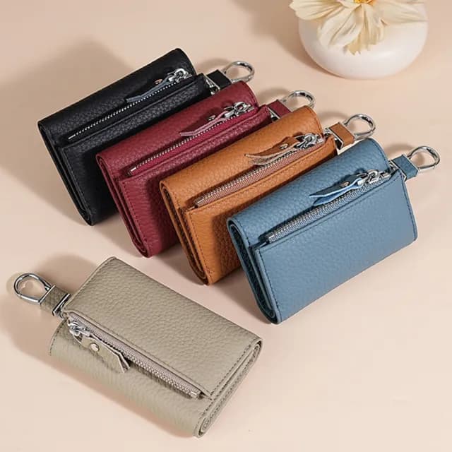 【MoonDy】雙11 皮夾 鑰匙包 多功能錢包 鑰匙套 女士錢包 真皮鑰匙包 真皮短夾 牛皮短錢包 鑰匙