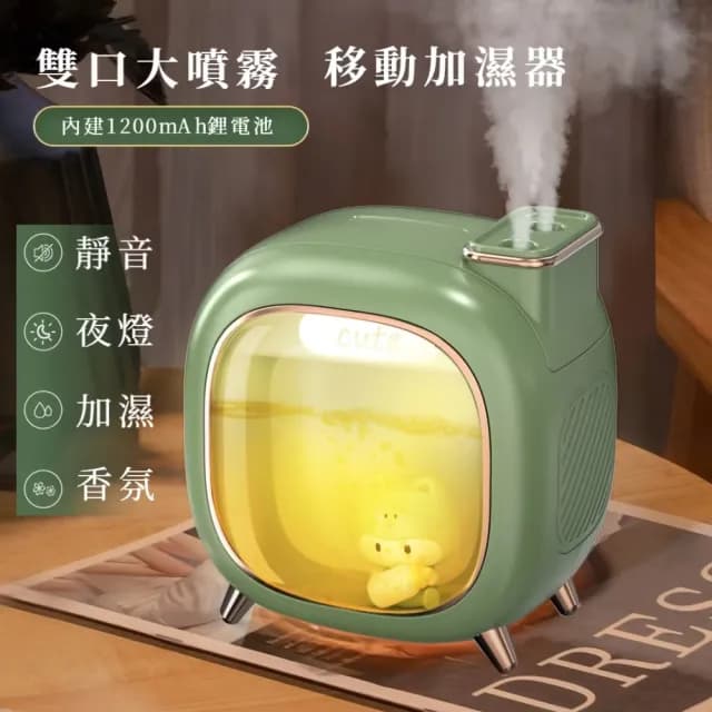 【叢林小屋】太空艙小貓雙噴加濕器(七彩夜燈 靜音 奈米霧化 噴霧水氧機 香薰機 空氣 香氛機  生日禮物)