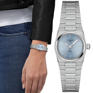 【TISSOT 天梭】PRX系列 1970復刻 冰藍 復古時尚腕錶 母親節 禮物 推薦(T1370101135100)