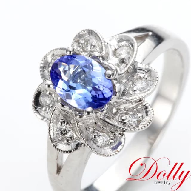 【DOLLY】14K金 天然丹泉石鑽石戒指-005(母親節 長輩送禮 交換禮物首選)