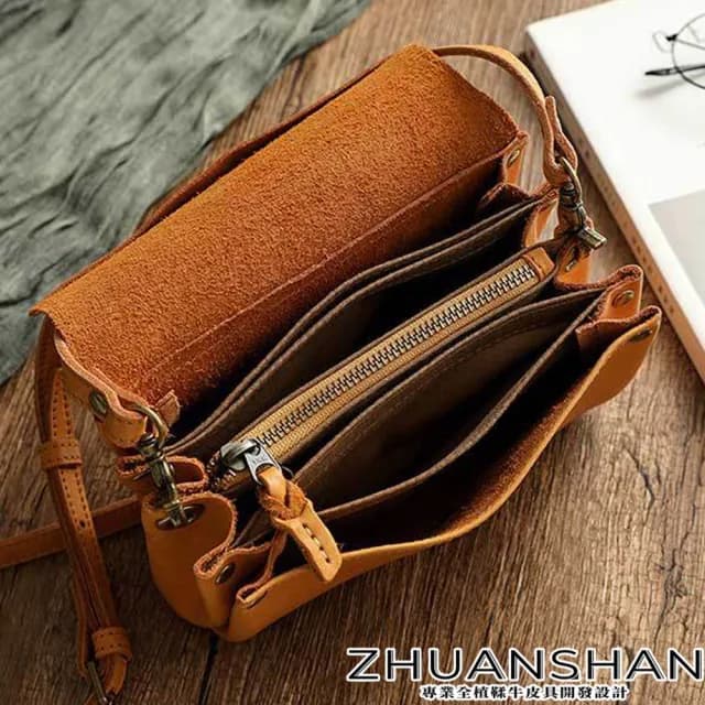 【ZHUANSHAN】情人節禮物 真皮 經典款植鞣牛皮風琴包 肩背包(真皮包包 黃色 / 綠色 / 棕色 / 咖啡色 / 黑色