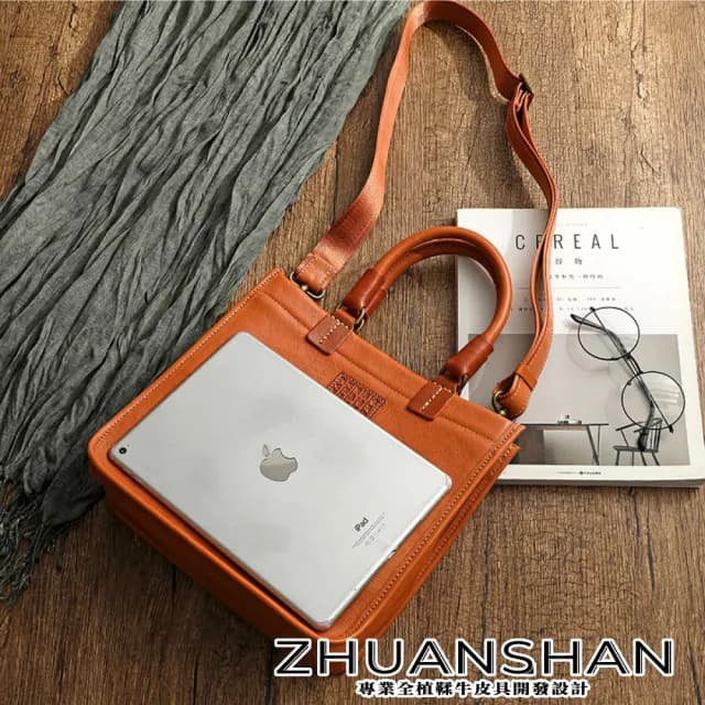 【ZHUANSHAN】情人節禮物 真皮 大容量通勤植鞣牛皮手提包 肩背包(真皮包包 咖啡色／黑色／墨綠色／棕色)