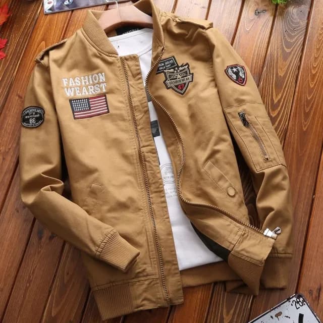 【巴黎精品】父親節禮物 軍裝外套復古工裝古著立領夾克(春夏薄款棉質飛行服男外套3色a1fa37)