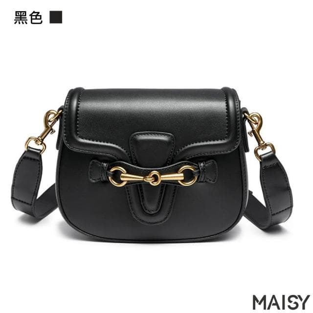 【MAISY】母親節禮物 復古雙肩帶鞍馬大小款單肩包(現+預  棕色／黑色／紅色)