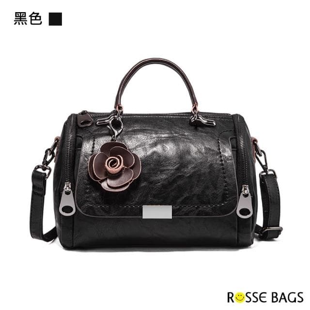 【Rosse Bags】母親節禮物 百搭復古波士頓包(現+預  黑色／綠色／橙色)