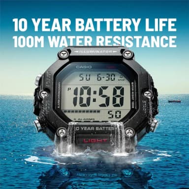 【CASIO 卡西歐】大屏幕顯示 10年電力手錶-黑 送禮 禮物 推薦(AE-1600H-1AV)