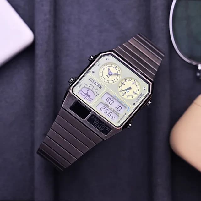 【CITIZEN 星辰】Chronograph 夜光型者 不鏽鋼碼錶計時腕錶 復古潮流多功能腕錶(JG2147-85X)