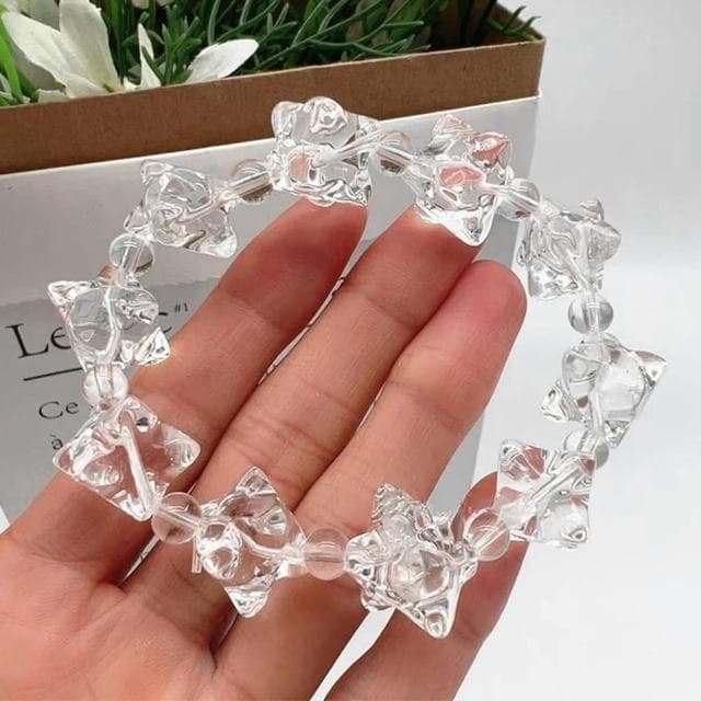 【LEESA】六芒星\串珠\手鍊女\禮物\天然白水晶\梅爾卡巴\手串\手鍊情侶\手鍊\水晶手鍊\水晶手串