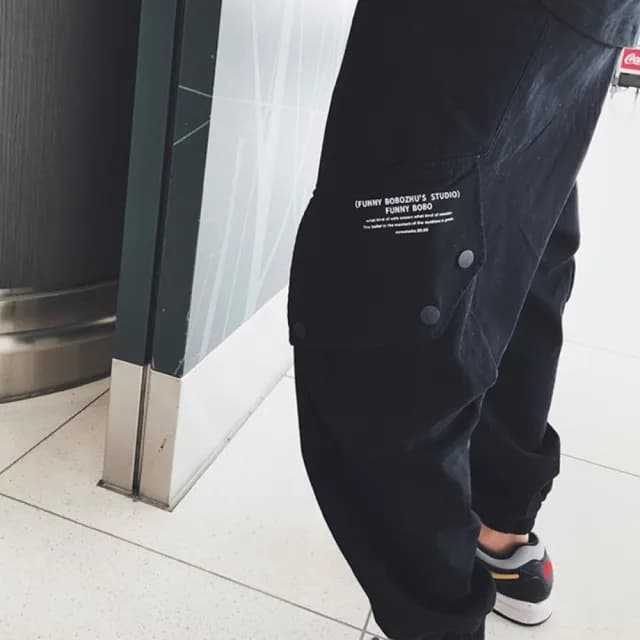 【橘魔法】側邊字母鬆緊褲頭縮口工作褲(大童 工作褲 男童 長褲 縮口褲 休閒褲 兒童 童裝)