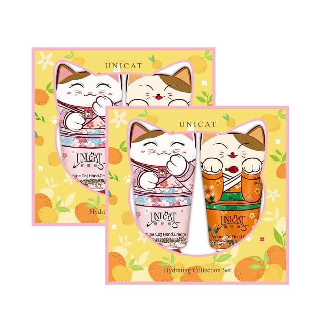 【UNICAT 變臉貓】母親節限定 招財貓護手霜2入禮盒 X2盒 推薦禮物(檀木+櫻花40ml)
