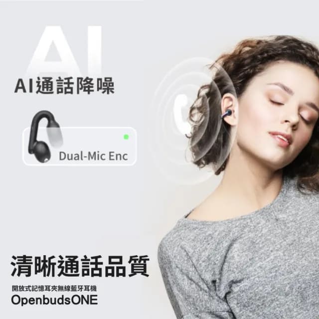【Havit 海威特】OPENBUDS1 AI降躁開放式無線藍芽耳機(APP調音 自訂按鍵 TWS藍牙 記憶金屬夾 IPX4防水)