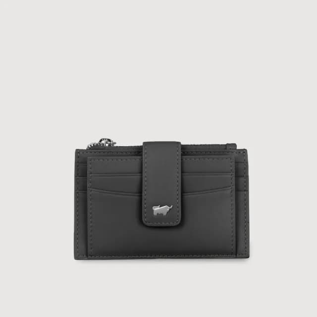 【BRAUN BUFFEL 德國小金牛】台灣總代理 維那斯-B 拉鍊零錢袋卡夾-黑色(父親節禮物/BF849-145-BK)