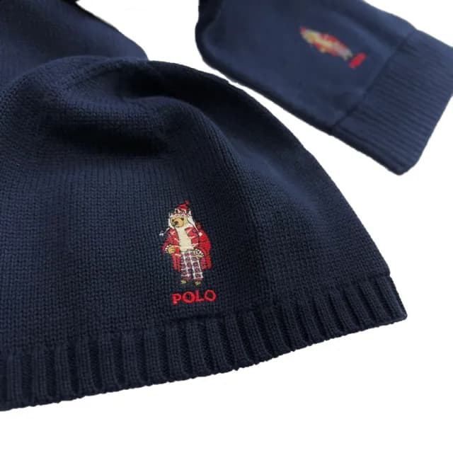 【RALPH LAUREN】熊熊 Polo bear 禮盒Ralph Lauren針織毛帽 男女皆可 圍巾 青年版 針織帽 送禮(1364BH3)