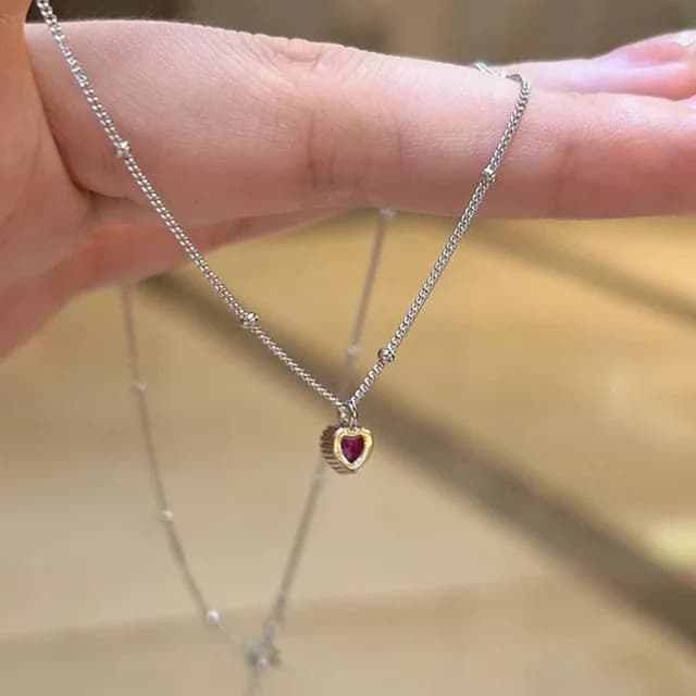 【LEESA】情人節禮物 送女生\項鍊\吊飾\鎖骨鏈\925\純銀項鍊\女生飾品\吊墜\小眾設計\個性項鍊\韓國飾品\愛